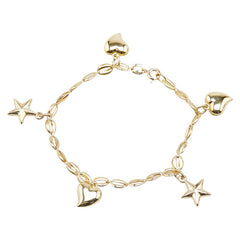 K18YG イエローゴールド ハート 星 スター チェーン ブレスレット レディース 【中古】
