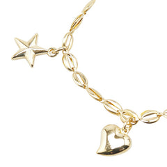 K18YG イエローゴールド ハート 星 スター チェーン ブレスレット レディース 【中古】