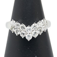 Pt900 プラチナ ダイヤ1.00ct V字 リング 指輪 レディース 13号 【中古】