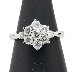 Pt900 プラチナ ダイヤ1.00ct 花 フラワー モチーフ リング 指輪 レディース 10.5号 【中古】