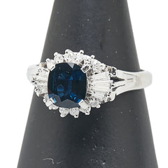 Pt900 プラチナ サファイア1.36ct ダイヤ0.45ct リング 指輪 レディース 16号 【中古】