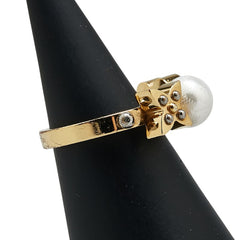 ルイ ヴィトン チャーミー パールリング リング 指輪 #S M75481 ゴールド メッキ フェイクパール レディース LOUIS VUITTON 【中古】