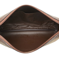 バーバリー チェック セカンドバッグ ポーチ カーキ ブラウン キャンバス レザー レディース BURBERRY 【中古】
