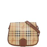 バーバリー ノバチェック シャドーホース 斜め掛け ショルダーバッグ ベージュ マルチカラー PVC レザー レディース BURBERRY 【中古】