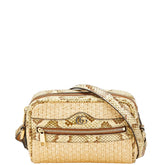 グッチ GGマーモント 斜め掛け ショルダーバッグ 574493 ベージュ ラフィア パイソン レディース GUCCI 【中古】