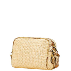 グッチ GGマーモント 斜め掛け ショルダーバッグ 574493 ベージュ ラフィア パイソン レディース GUCCI 【中古】