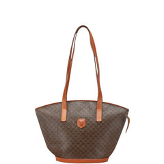 セリーヌ マカダム トートバッグ ハンドバッグ ブラウン PVC レザー レディース CELINE 【中古】
