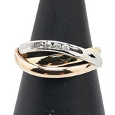 K18YG イエローゴールド K18PG ピンクゴールド Pt900 プラチナ/コンビ ダイヤ0.10ct リング 指輪 レディース 9.5号 【中古】