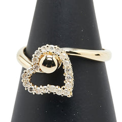 K18YG イエローゴールド ダイヤ0.19ct ハート モチーフ リング 指輪 レディース 10.5号 【中古】