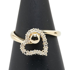 K18YG イエローゴールド ダイヤ0.19ct ハート モチーフ リング 指輪 レディース 10.5号 【中古】