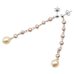 K14WG ホワイトゴールド 淡水パール スイング スタッド ピアス レディース 【中古】