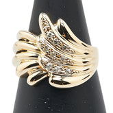 K18YG イエローゴールド ダイヤ0.12ct 三越 フェザー 羽 モチーフ リング 指輪 レディース 11号 【中古】