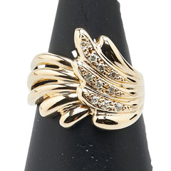 K18YG イエローゴールド ダイヤ0.12ct 三越 フェザー 羽 モチーフ リング 指輪 レディース 11号 【中古】