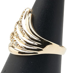 K18YG イエローゴールド ダイヤ0.12ct 三越 フェザー 羽 モチーフ リング 指輪 レディース 11号 【中古】