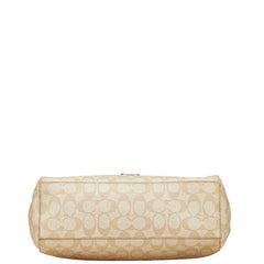 コーチ シグネチャー ショルダーバッグ ハンドバッグ 2WAY ベージュ ホワイト PVC レザー レディース COACH 【中古】