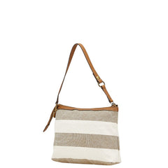 バーバリー ブルーレーベル ハンドバッグ グレー ホワイト キャンバス レザー レディース BURBERRY 【中古】