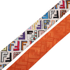 フェンディ ツイリー ズッカ ラッピー リバーシブル スカーフ オレンジ マルチカラー シルク レディース FENDI 【中古】