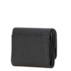 プラダ 三角ロゴプレート 二つ折り財布 ブラック レザー レディース PRADA 【中古】
