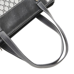 セリーヌ マカダム ハンドバッグ トートバッグ グレー ブラック キャンバス レザー レディース CELINE 【中古】