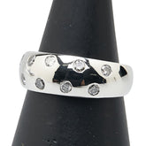 Pt900 プラチナ ダイヤ0.35ct ドット 水玉 リング 指輪 レディース 9.5号 【中古】