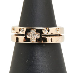 K18PG ピンクゴールド ダイヤ0.08ct クロス 十字架 モチーフ リング 指輪 レディース 7号 【中古】