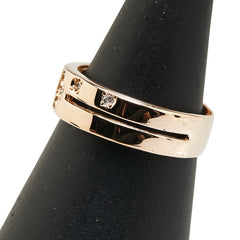 K18PG ピンクゴールド ダイヤ0.08ct クロス 十字架 モチーフ リング 指輪 レディース 7号 【中古】