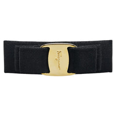サルヴァトーレフェラガモ ヴァラリボン バレッタ ゴールド ブラック メッキ キャンバス レディース Salvatore Ferragamo 【中古】