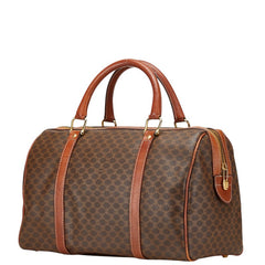 セリーヌ マカダム ミニボストンバッグ ブラウン PVC レザー レディース CELINE 【中古】