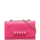 ヴァレンティノ ロックスタッズ チェーン ショルダーバッグ ピンク レザー レディース VALENTINO 【中古】