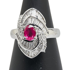 Pt900 プラチナ ピンクサファイア0.75ct ダイヤ0.90ct リング 指輪 レディース 11号 【中古】