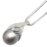 Pt900 プラチナ Pt850 プラチナ 黒蝶真珠16.4mm ダイヤ0.28ct ペンダントネックレス レディース 【中古】