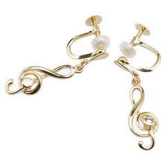 K18YG イエローゴールド ダイヤ ト音記号 モチーフ イヤリング レディース 【中古】