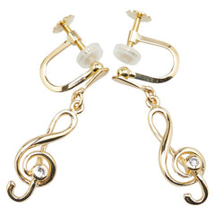 K18YG イエローゴールド ダイヤ ト音記号 モチーフ イヤリング レディース 【中古】