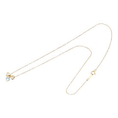 K18YG イエローゴールド アクアマリン ダイヤ0.07ct リボン ハート モチーフ ペンダントネックレス レディース 【中古】