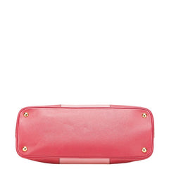プラダ 三角ロゴプレート ハンドバッグ ピンク サフィアーノ レザー レディース PRADA 【中古】
