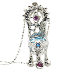 K18WG ホワイトゴールド ブルートパーズ1.60ct ダイヤ0.05ct ルビー0.06ct ピンクサファイア0.05ct サファイア0.04ct イス 椅子 モチーフ ペンダントネックレス レディース 【中古】