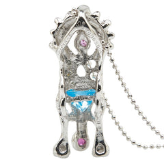 K18WG ホワイトゴールド ブルートパーズ1.60ct ダイヤ0.05ct ルビー0.06ct ピンクサファイア0.05ct サファイア0.04ct イス 椅子 モチーフ ペンダントネックレス レディース 【中古】