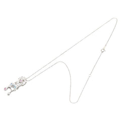 K18WG ホワイトゴールド ブルートパーズ1.60ct ダイヤ0.05ct ルビー0.06ct ピンクサファイア0.05ct サファイア0.04ct イス 椅子 モチーフ ペンダントネックレス レディース 【中古】