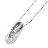 K18WG ホワイトゴールド サファイア0.50ct ダイヤ0.10ct ペンダントネックレス レディース 【中古】