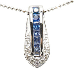 K18WG ホワイトゴールド サファイア0.50ct ダイヤ0.10ct ペンダントネックレス レディース 【中古】
