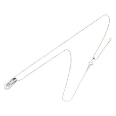 K18WG ホワイトゴールド サファイア0.50ct ダイヤ0.10ct ペンダントネックレス レディース 【中古】