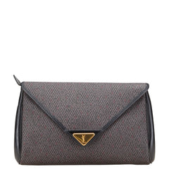 サンローラン YSLモノグラム セカンドバッグ パープル ブラック レザー レディース SAINT LAURENT 【中古】
