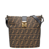 フェンディ ズッカ ショルダーバッグ ブラウン ブラック キャンバス レザー レディース FENDI 【中古】