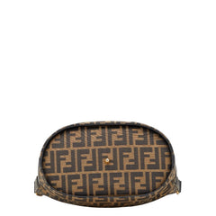 フェンディ ズッカ ショルダーバッグ ブラウン ブラック キャンバス レザー レディース FENDI 【中古】
