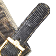 フェンディ ズッカ ショルダーバッグ ブラウン ブラック キャンバス レザー レディース FENDI 【中古】