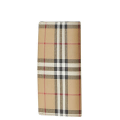 バーバリー ノバチェック 長財布 ベージュ ブラック PVC レザー レディース BURBERRY 【中古】