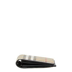 バーバリー ノバチェック 長財布 ベージュ ブラック PVC レザー レディース BURBERRY 【中古】