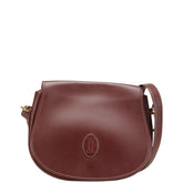 カルティエ マストライン 斜め掛け ショルダーバッグ ワインレッド ボルドー レザー レディース CARTIER 【中古】