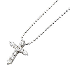 Pt900 プラチナ Pt850 プラチナ ダイヤ0.21ct Take up クロス 十字架 モチーフ ネックレス レディース 【中古】