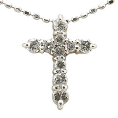 Pt900 プラチナ Pt850 プラチナ ダイヤ0.21ct Take up クロス 十字架 モチーフ ネックレス レディース 【中古】